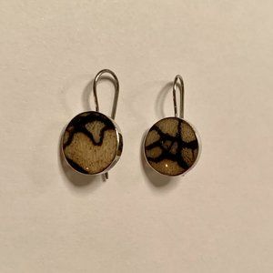Silver and zebra onyx drop earrings